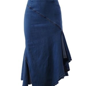 Long Denim Skirt / High Waist